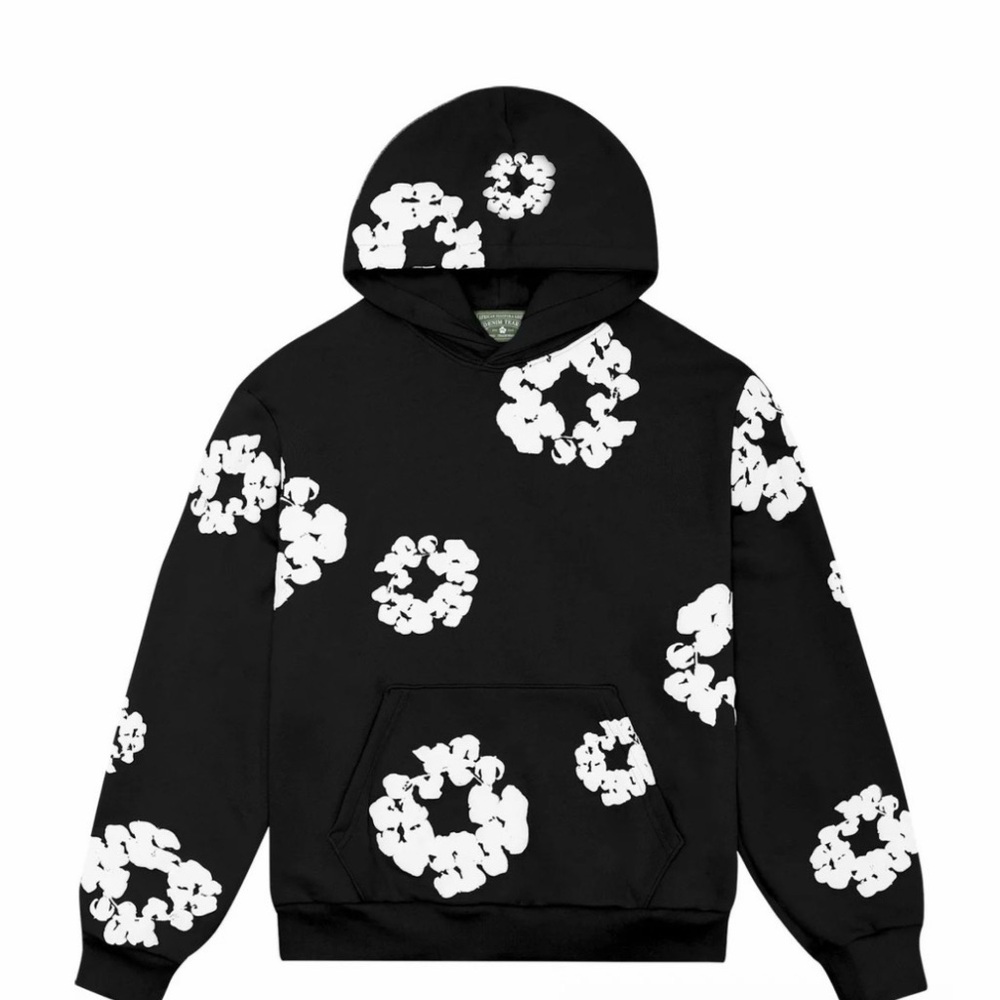 Men's Black and White Patterned Crewneck Sweater